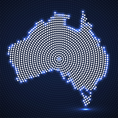 Abstract Australia map of glowing radial dots. Vector illustration, eps 10のイラスト素材