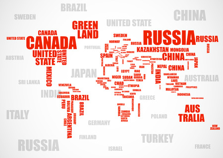 Typography colorful world map with country names.のイラスト素材