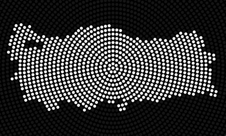 Abstract Turkey map of radial dots, halftone concept. Vectorのイラスト素材