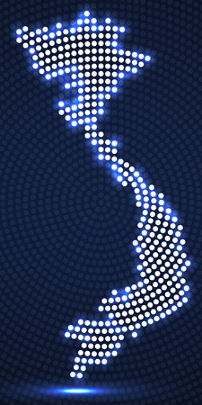 Abstract Vetnam map of glowing radial dots, halftone concept. Vectorのイラスト素材