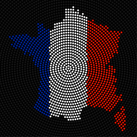 Abstract map France of radial dots with flag insideのイラスト素材