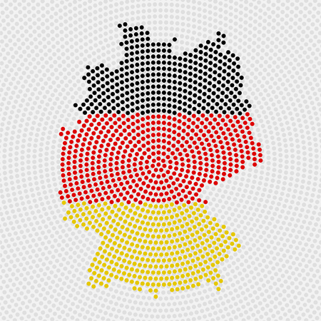 Abstract map Germany of radial dots with flag insideのイラスト素材