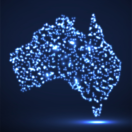 Abstract map of Australia with glowing particlesのイラスト素材