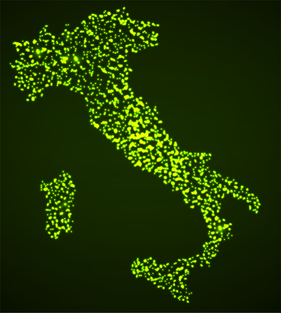 Abstract map of Italy with glowing particlesのイラスト素材