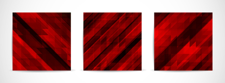 Set of three vector colorful banner from triangles background. Design geometric brochureのイラスト素材