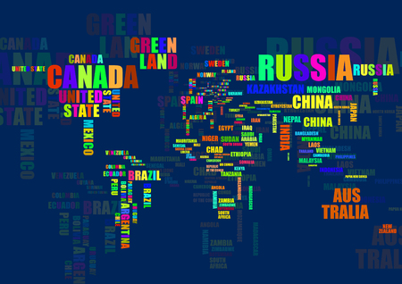 Typography colorful world map with country namesのイラスト素材