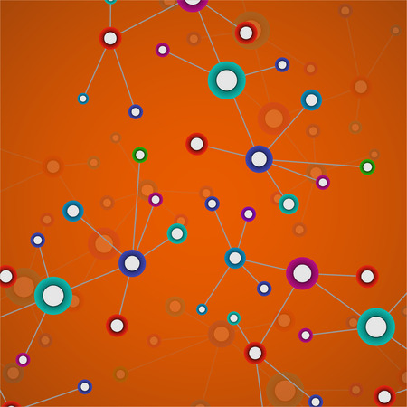 Abstract molecule background, colorful connected structure. Dna, atom, neuronsのイラスト素材