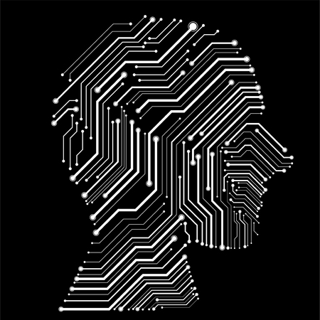Abstract human head with circuit board. Vectorのイラスト素材