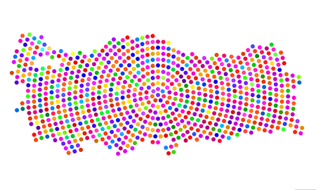 Abstract colorful Turkey map of radial dotsのイラスト素材