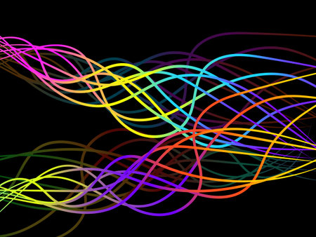 Abstract colorful wave of lines, multicolored waves background