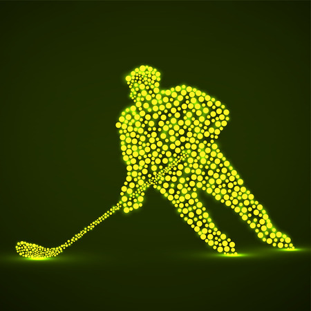 Abstract silhouette hockey player with hockey stickのイラスト素材