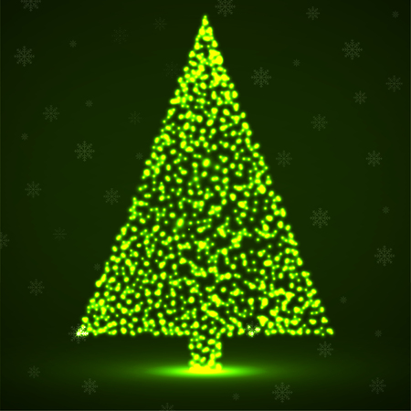 Abstract neon christmas tree of glowing particles. Vectorのイラスト素材
