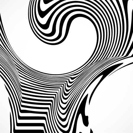 Abstract background with black and white striped, futuristic wavesのイラスト素材