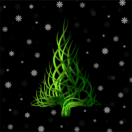 Abstract Christmas tree of wavy lines. Vectorのイラスト素材