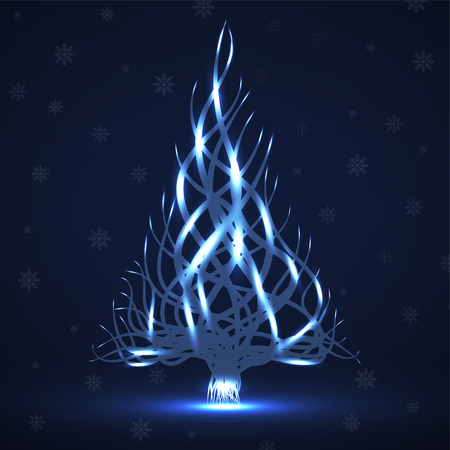 Abstract neon Christmas tree of wavy linesのイラスト素材