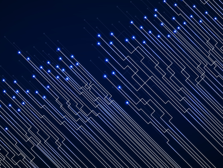 Abstract background of glowing lines and dots. Technology neon geometric graphicのイラスト素材