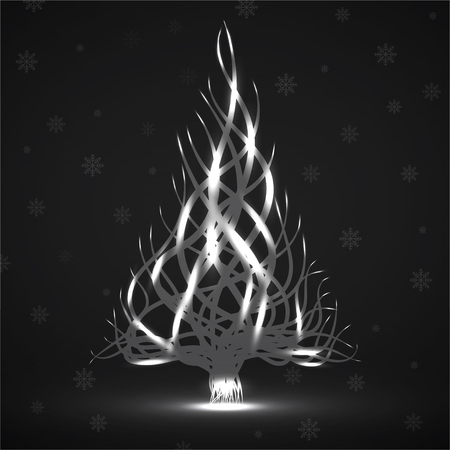 Abstract neon Christmas tree of wavy linesのイラスト素材