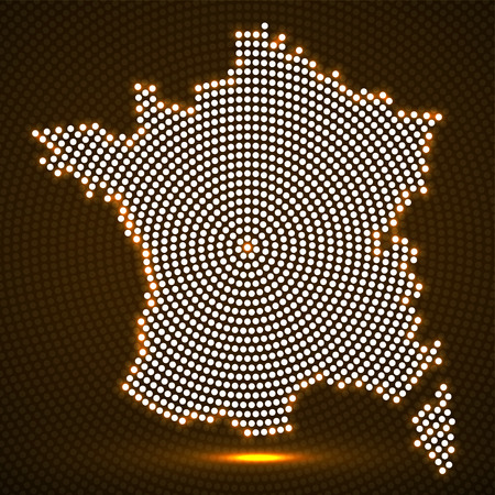 Abstract France map of glowing radial dotsのイラスト素材