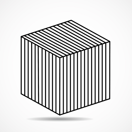 Cube of lines, geometric shape. Vectorのイラスト素材