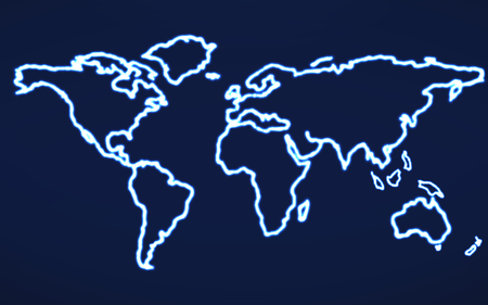 Abstract world map with glowing contour. Vectorのイラスト素材