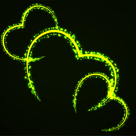 Abstract hearts of glowing particles. Sparkling hearts. Valentine's Day symbolのイラスト素材