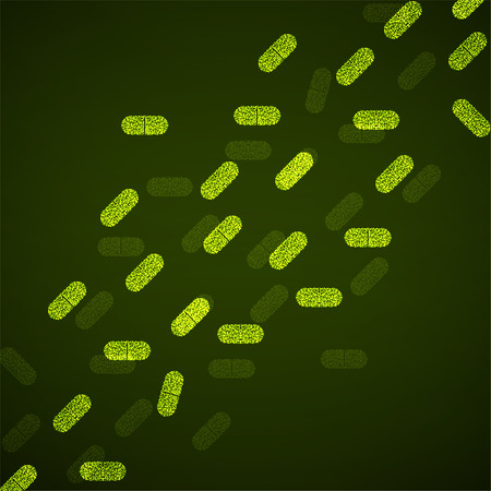 Abstract background of luminous particles in shape pills. Medical patternのイラスト素材