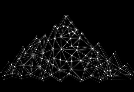 Abstract mountain of lines and dots. Polygonal mountainのイラスト素材