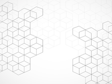 Abstract geometric background with cubes. Geometrical concept with lines and pointsのイラスト素材