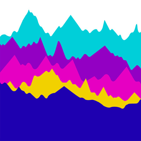 Vector colorful landscape with silhouettes of mountains, nature backgroundのイラスト素材