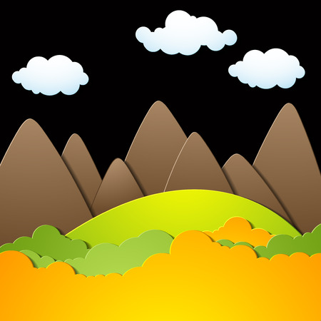 Landscape with silhouettes of mountains, mountain background, colorful illustrationのイラスト素材