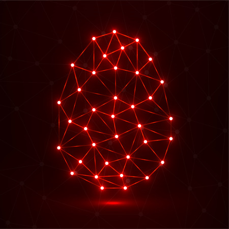 Abstract glowing Easter egg polygonal shape, network connectionsのイラスト素材