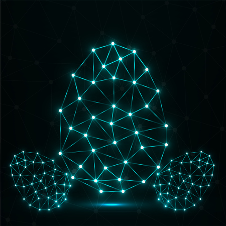 Abstract glowing Easter eggs polygonal shape, network connectionsのイラスト素材