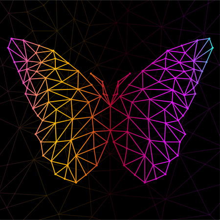 Abstract butterfly of lines and dots, polygonal geometric structureのイラスト素材