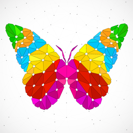 Abstract butterfly of colorful triangles, polygonal geometric structureのイラスト素材