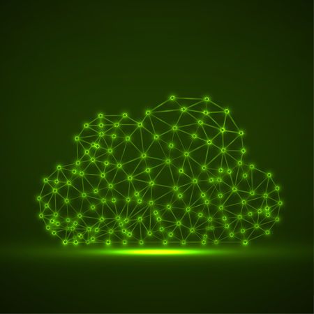 Cloud of glowing lines and dots, abstract polygonal structure cloud of connected pointsのイラスト素材
