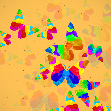 Abstract background with butterfly of colorful triangles, polygonal geometric structure. Vector designのイラスト素材