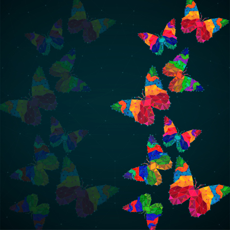 Abstract background with butterfly of colorful triangles, polygonal geometric structure. Vector designのイラスト素材