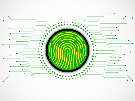 Abstract sign fingerprint with circuit board. Technology conceptのイラスト素材