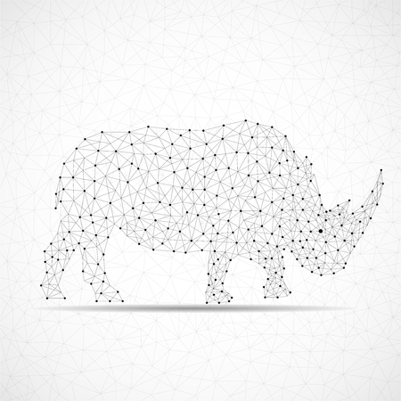 Abstract polygonal wireframe rhinoceros of points and linesのイラスト素材