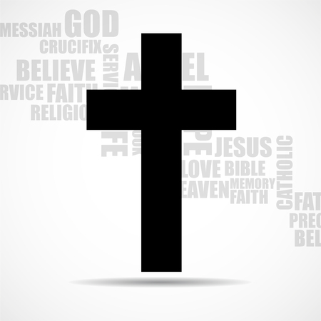 Cross of religious words. Christian Symbol. Vectorのイラスト素材