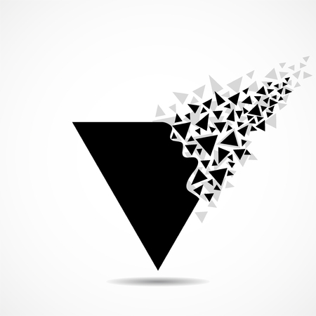 Abstract triangle with explosion on small splinters, geometric shapeのイラスト素材