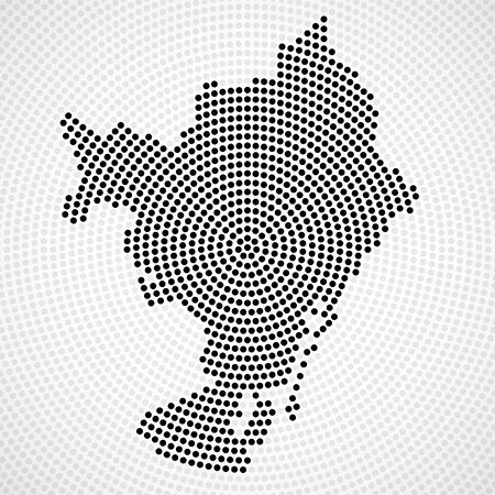 Abstract map Barcelona of radial dots, halftone concept. Vector illustrationのイラスト素材