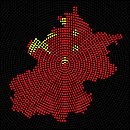 Abstract map Beijing of radial dots with flag China insideのイラスト素材