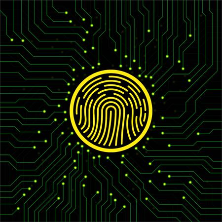 Abstract sign fingerprint on circuit board. Technology conceptのイラスト素材