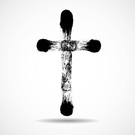 Hand drawn christian cross. Grunge cross. Religion christian symbolのイラスト素材