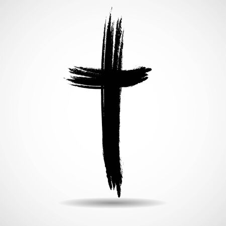 Hand drawn christian cross. Grunge cross. Religion christian symbolのイラスト素材
