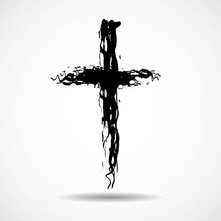 Hand drawn christian cross. Grunge cross. Religion christian symbolのイラスト素材