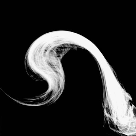 Abstract white smoke isolated on black backgroundのイラスト素材