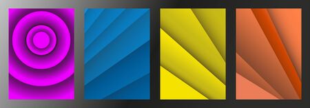 Geometric abstract covers set. Simple overlap in colorful backgroundのイラスト素材