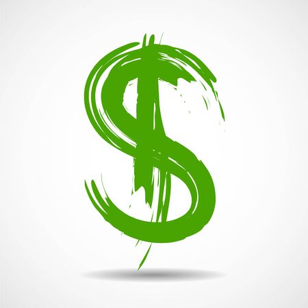Grunge dollar sign. Drawn brush symbol dollarのイラスト素材